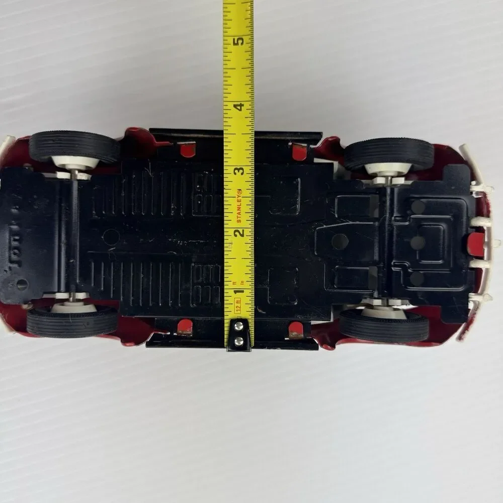 Vintage Tonka VW Bug Beetle Toy Car Red Distressed Metal Large Scale